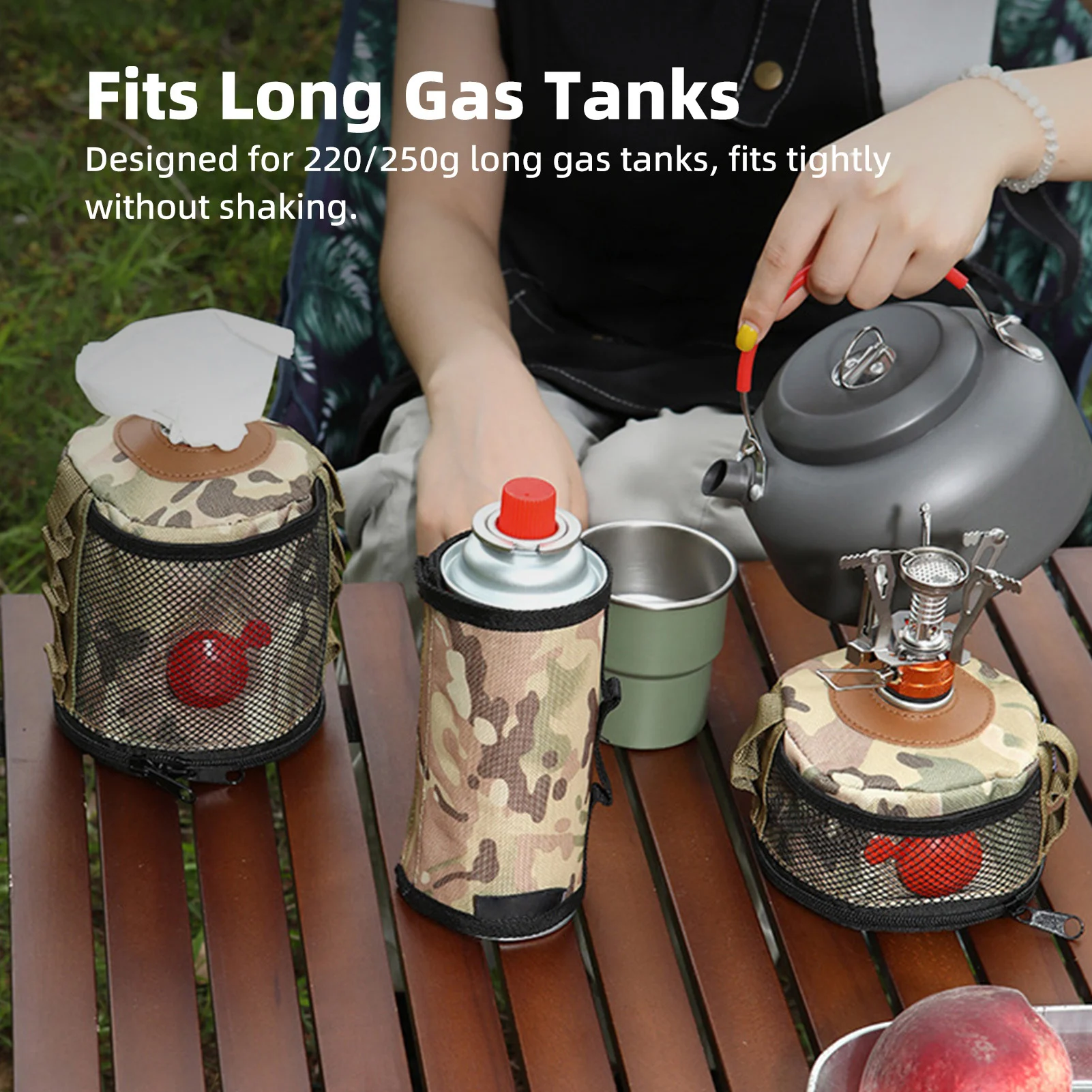 Cubierta de tanque de Gas para acampar al aire libre, para tanques largos, aislamiento térmico, protección anticaída, bolsa de almacenamiento portátil con correas - imagen 2