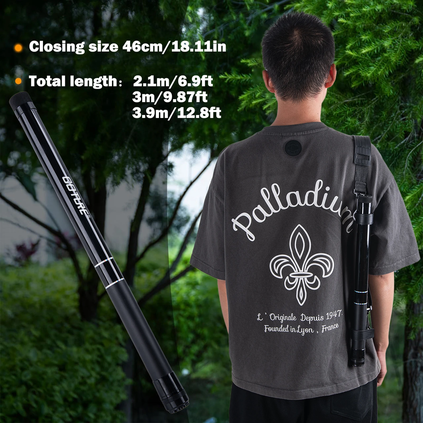 Goture-poste de red corta, caña de aterrizaje telescópica, ligera, viene con un cinturón, mango de red, pesca en roca, 2,1 m/3,0 m/3,9 m - imagen 3