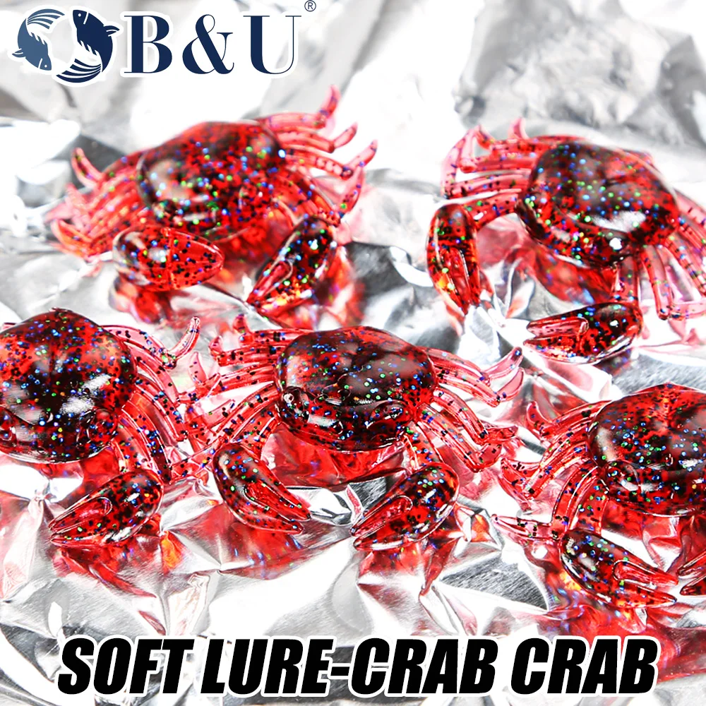 B & U 12 Uds señuelo de cangrejo simulación 3D cebo de cangrejo cebo Artificial cebo suave lubina Wrasse Cod anzuelo de pesca de mar herramienta de aparejos - imagen 3