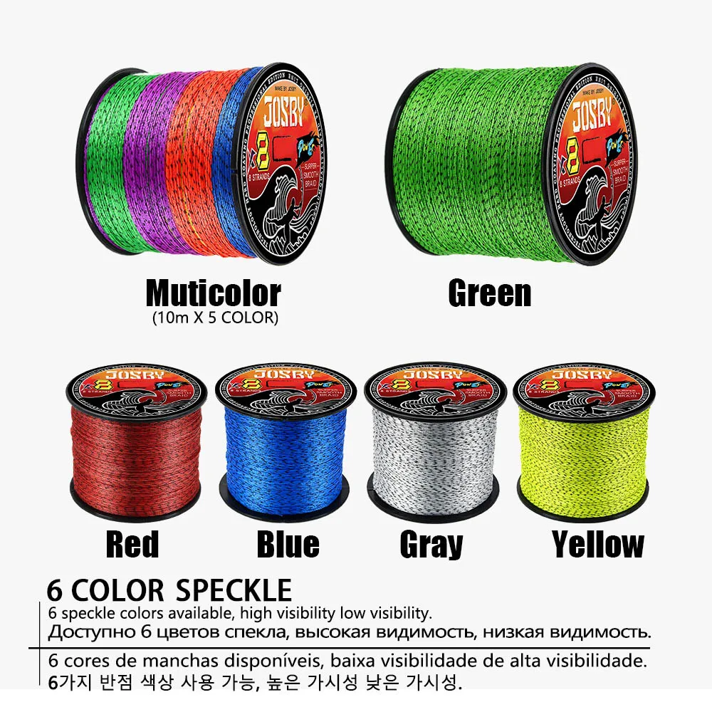 JOSBY sedal de pesca de 8 hebras, hilo trenzado suave resistente al desgaste, multifilamento japonés, PE, 165yds, 400yds, 730yds, Multicolor, carpa - imagen 4