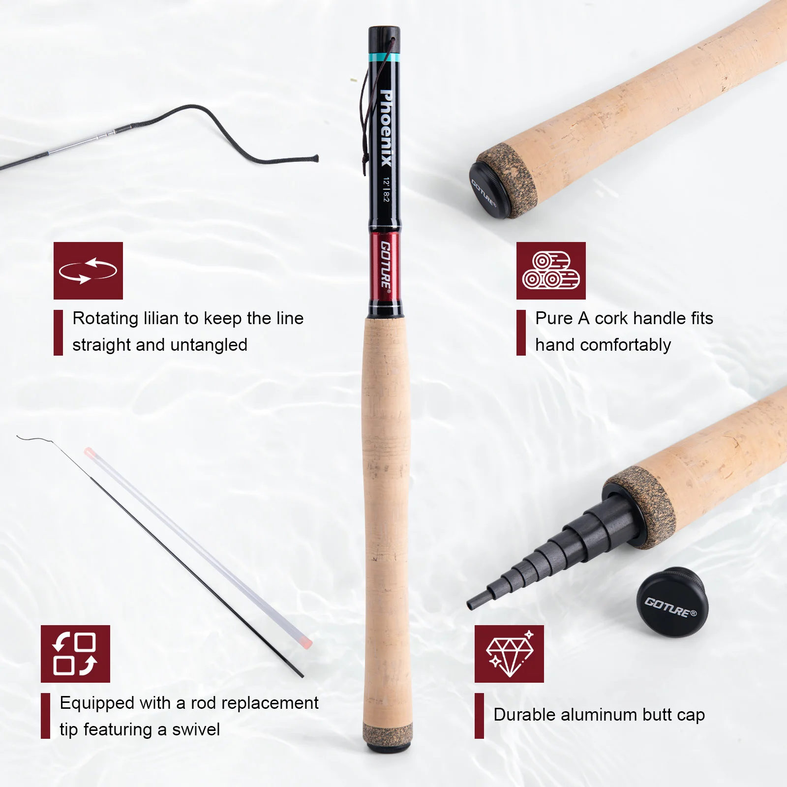 Caña de pescar Goture Combo pesca con mosca caña Tenkara alimentador cañas telescópicas 3,6 M/12 pies caña de pescar corcho/mango de carbono para regalo de hombre - imagen 2