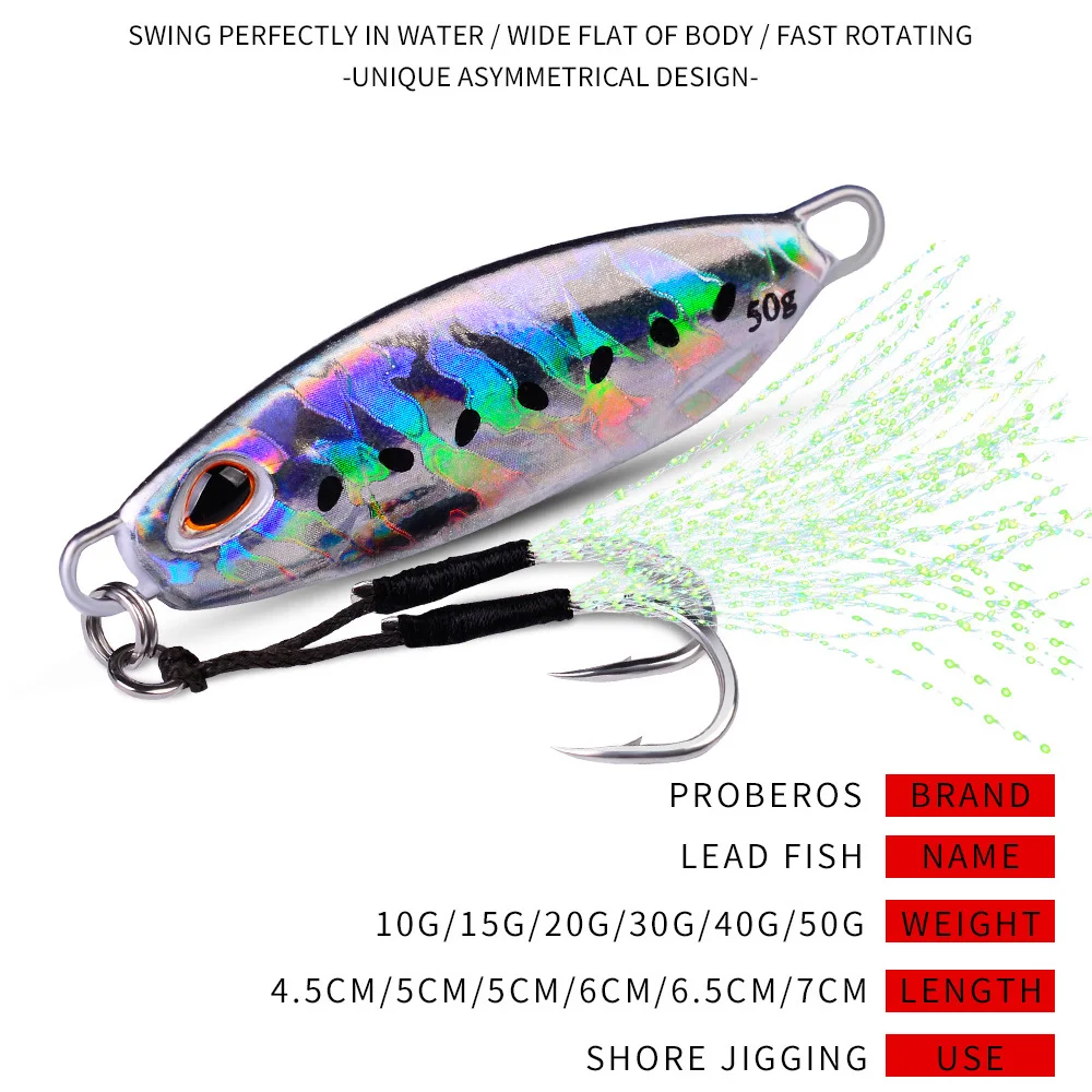 PRO BEROS-señuelo de pesca de plantilla de Metal, cebo duro para curricán, aparejos de pesca de lubina, trucha, Jigging, señuelos de agua salada, 10g-50g - imagen 4