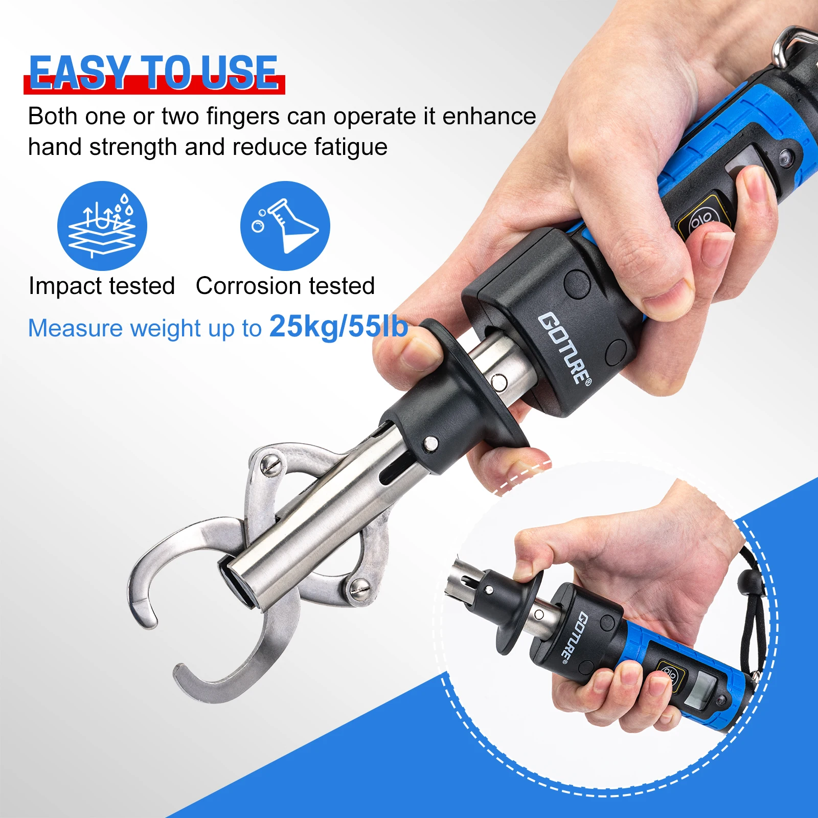 Goture-Alicates receptores de peces de acero inoxidable, Clip de agarre de pesca con pantalla, herramienta de Control LED Digital, aparejos de pesca - imagen 5