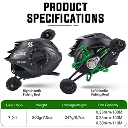 Carrete Baitcasting Sougayilang 7.2:1 – Para pesca de carpa