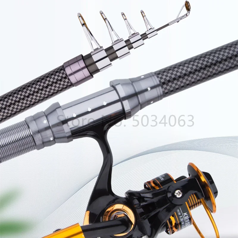Caña de pescar giratoria portátil, telescópica, para viaje, mar, barco, roca, carpa súper dura, 2,4 m, 2,7 m, 3,6 m, 3,9 m, 4,5 m, nueva