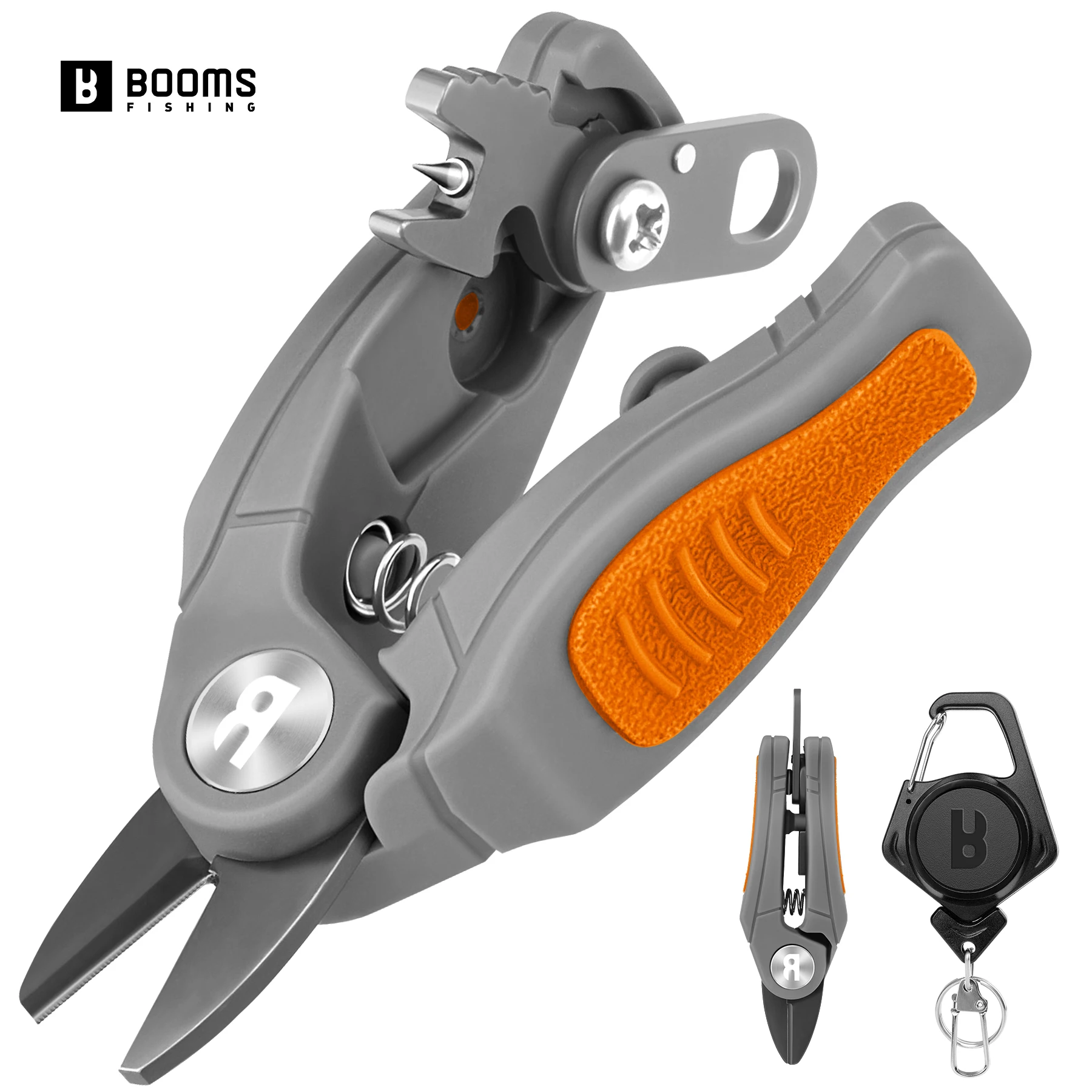 Cortador de línea de pesca Booms con retractores y herramienta para atar nudos de pesca, limpiador de ojos con gancho, accesorio de pesca con mosca