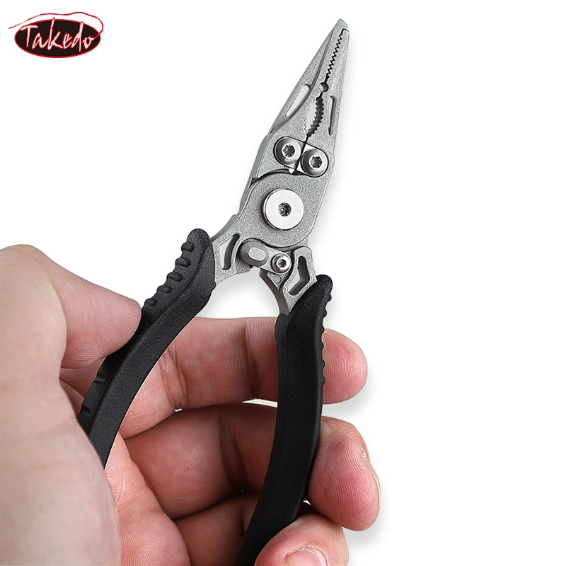TAKEDO-Alicates de pesca multifuncionales portátiles, 12,8 CM, 50G, tijeras, anzuelos, corte de línea de pescado, herramienta de pesca profesional - imagen 4