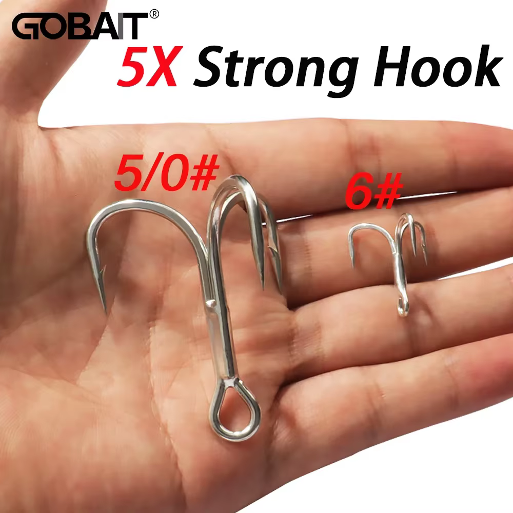 GOBAIT 10PCS 5X Ganchos agudos fuertes 8 # -5/0 ángulo de púas afilado acero alto en carbono níquel antioxidante Pesca señuelo Kit anzuelo de Pesca - imagen 4