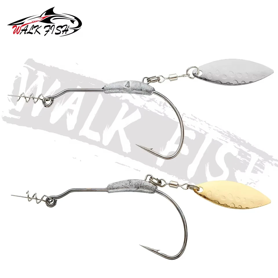 WALK FISH 1 Uds 2g 3g 4g 5g 7g 9g gancho de cuchara de Metal anzuelo de manivela con lentejuelas plomo negro vientre ancho primavera pesca en mar trucha barra blanca - imagen 4