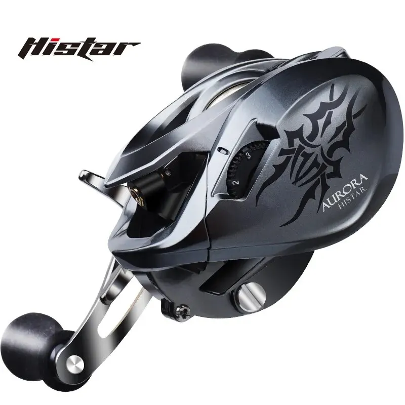 7,3 de fundición larga HISTAR: 1 alta relación 8kg Drag Power Metal Rotor Aurora Baitcasting carrete de pesca