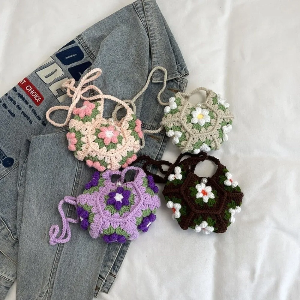 Bolso Bandolera Ganchillo Patrón Floral – Hecho a Mano Pequeño Monedero - imagen 4