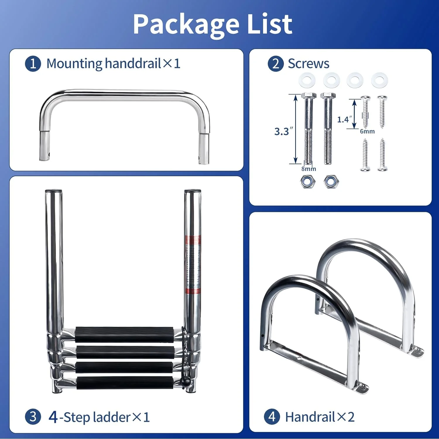 Escalera plegable de acero inoxidable para barco Pontón, accesorio telescópico para entrada trasera, resistente, personalizado, 4 escalones - imagen 5