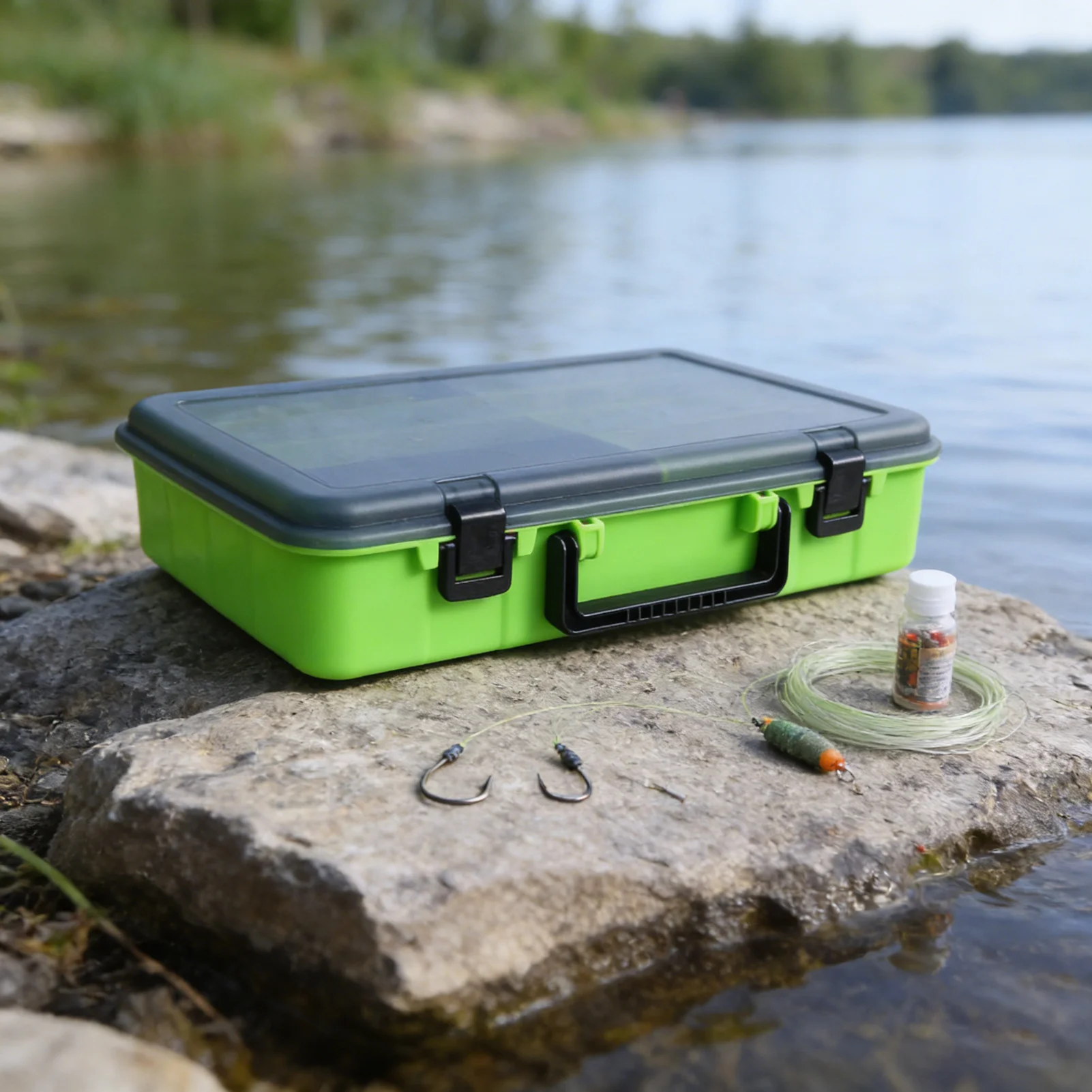 Caja de pesca portátil, doble capa para señuelos y anzuelos - imagen 4