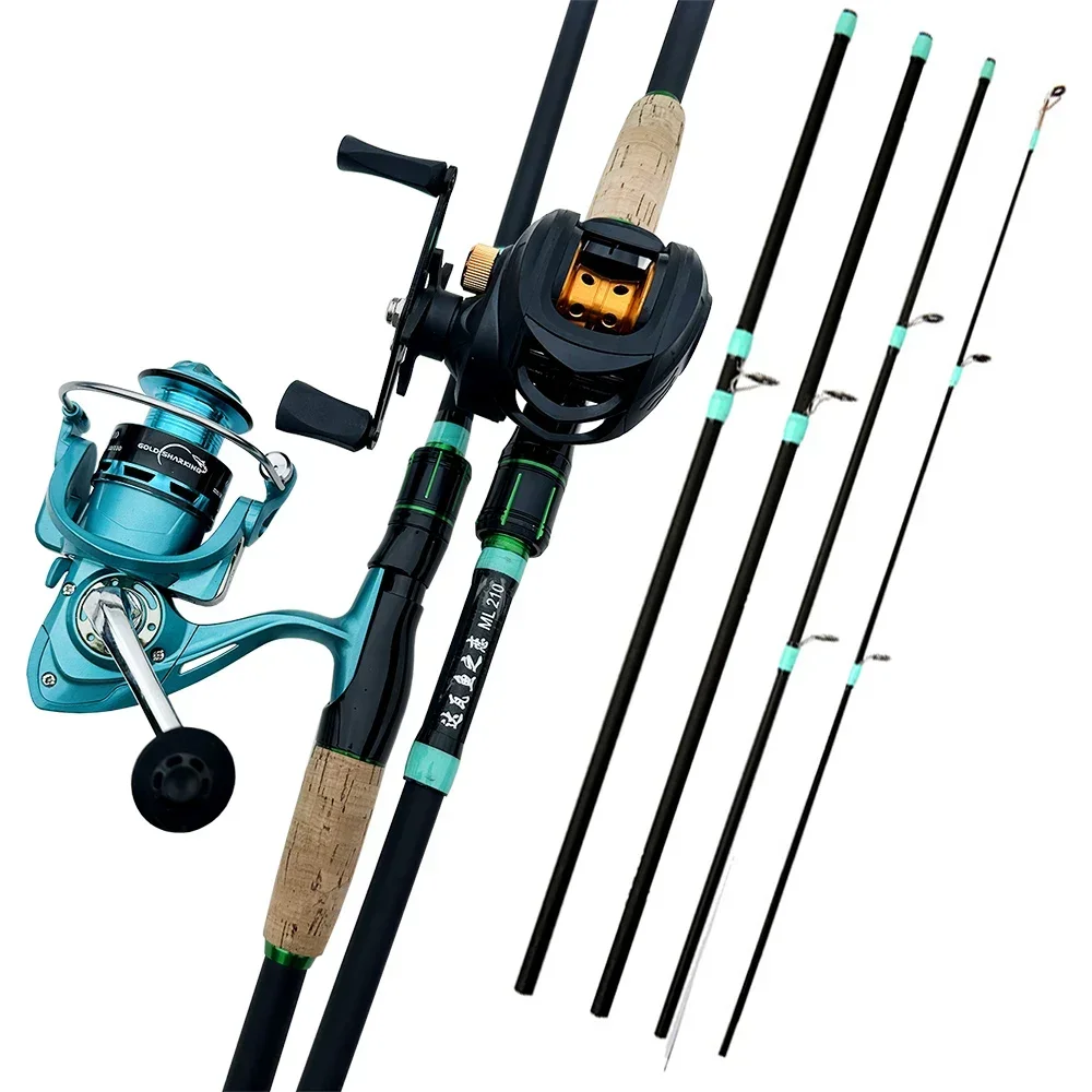 Carrete de caña de pescar con señuelo de potencia, conjunto de caña de carbono de fundición de sección 1,8, izquierda/derecha, 2,1 m/4/5 m ML - imagen 2