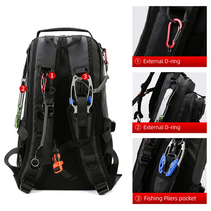 Bolsa de Señuelos de Pesca para hombre, mochila multifuncional para exteriores, Camping, deportes, montañismo, bolsas de almacenamiento portátiles impermeables, XA212G - imagen 4