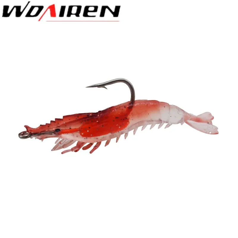 4 Uds 5,5 cm 2,8g plantillas de Pesca de camarones suaves brillantes cebos artificiales con pesas de plomo plomo Señuelos de Pesca Wobblers - imagen 5