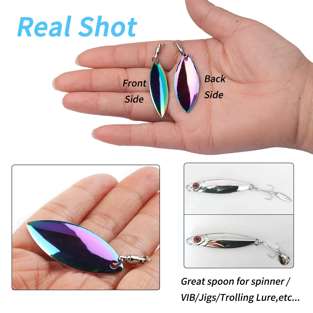 Elllv 10 Uds. Cuchara de Metal de pesca de arcoíris/plateado/dorado, cucharas ruidosas reflectantes con rodamiento giratorio para cebo giratorio, plantillas VIB, señuelo - imagen 5