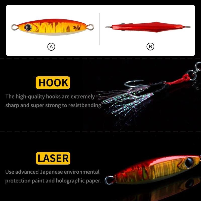 Plantilla de Metal para trabajo mágico, cuchara de Jigging de agua salada, 20g, 30g, 40g, 60g, cebo Artificial de fundición a tierra para aparejos de señuelo de pesca de lubina - imagen 4