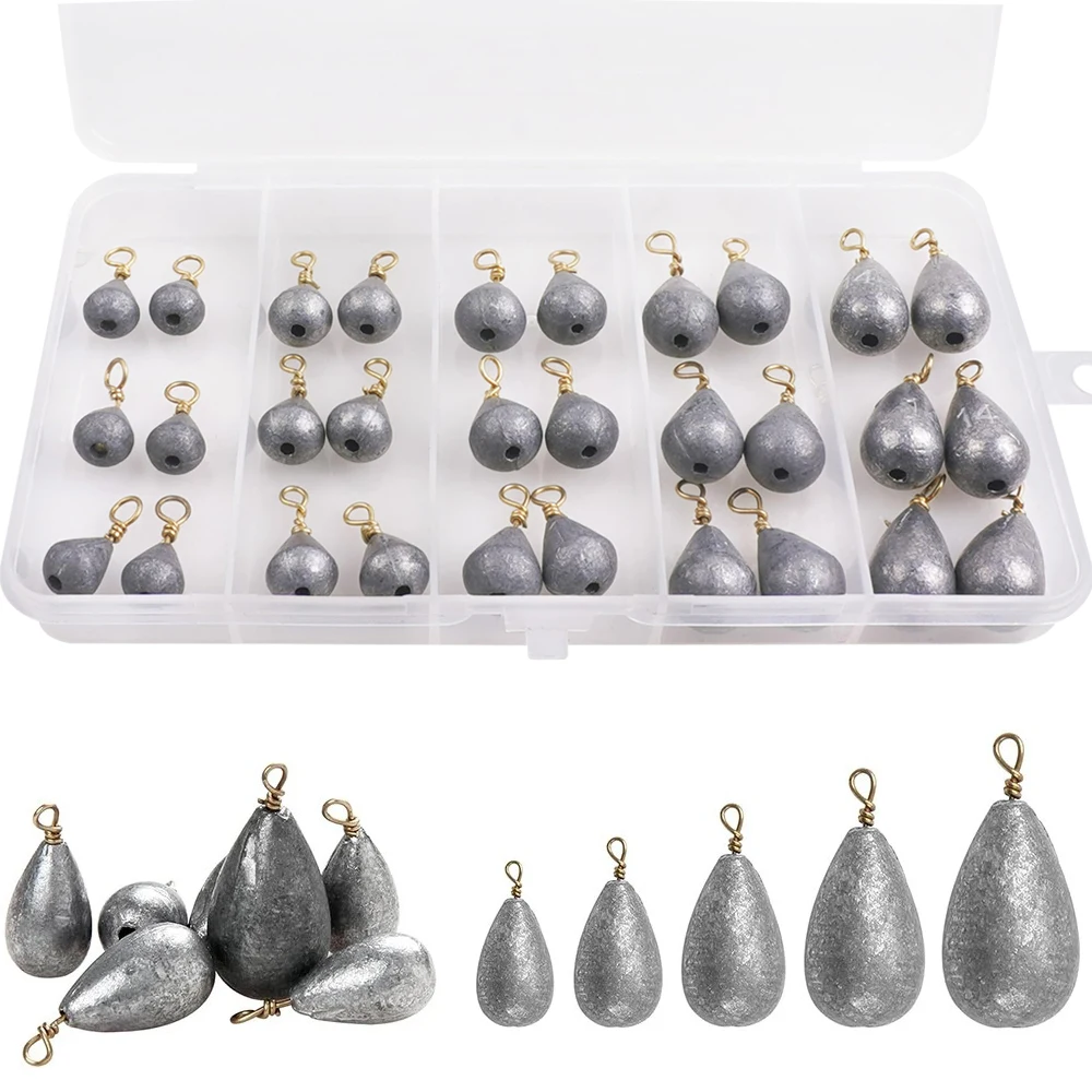 30 Uds pesas de pesca plomos bajos pesas de fundición campana plomos de bagre con giratorios de latón para agua dulce