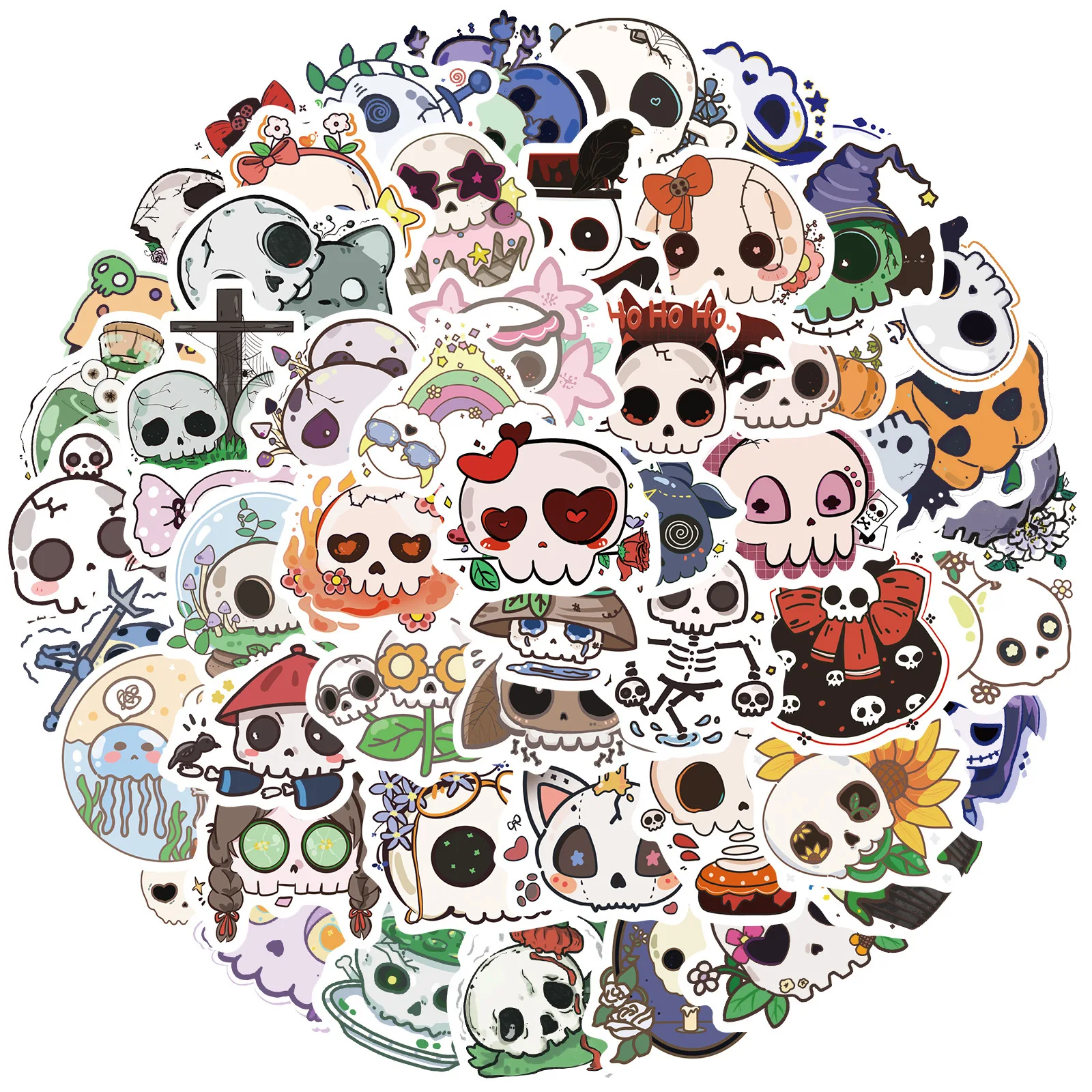 60 uds Halloween Groovy Skull dibujos animados pegatinas de grafiti teléfono guitarra portátil maleta taza pegatina impermeable juguetes para niños - imagen 2