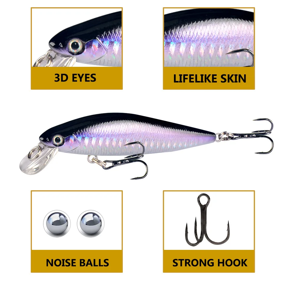 Señuelos de Pesca de pececillos flotantes, 1 piezas, modelo japonés, 7-8,5 cm, 5-7,5g, Jerkbait, Lucio, Carkbait, Wobblers, cebo profesional - imagen 3