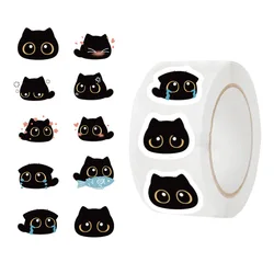 Pegatinas impermeables MEME con gatos negros para equipo de pesca