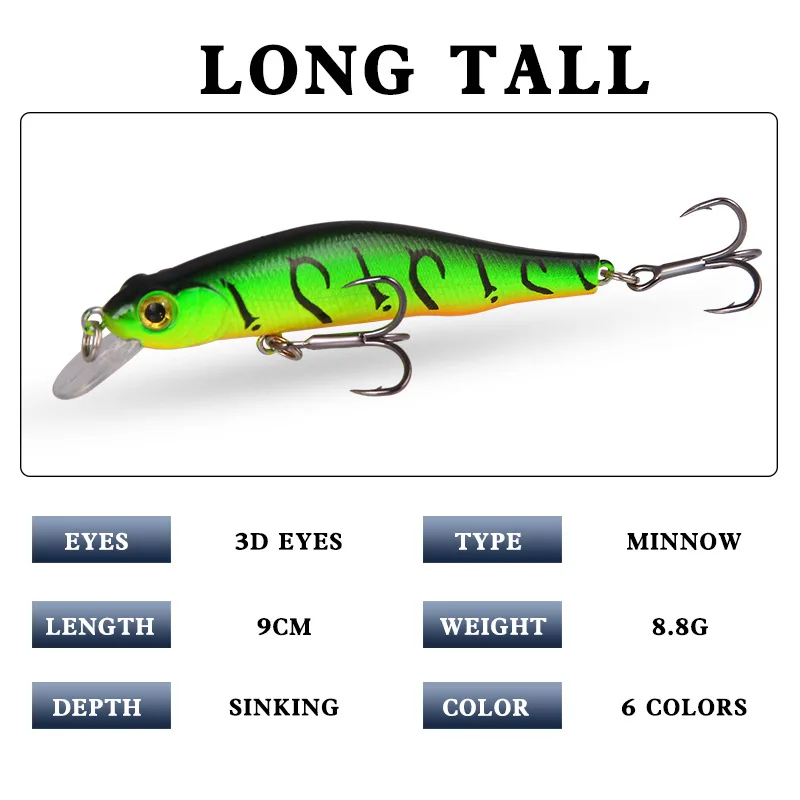 WHYY-señuelo de pesca que se hunde, cebo duro de 90mm, 8,8g, ojos 3D, sistema de peso magnético - imagen 4