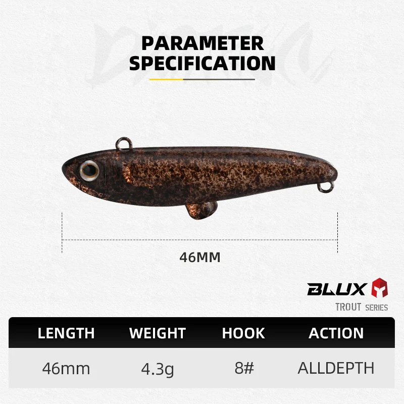 BLUX Dartrun 46mm 4,3g tapón de hundimiento sin labios señuelo de pesca Crankbait flujo área truchas dardos cebo Artificial de plástico aparejos - imagen 2