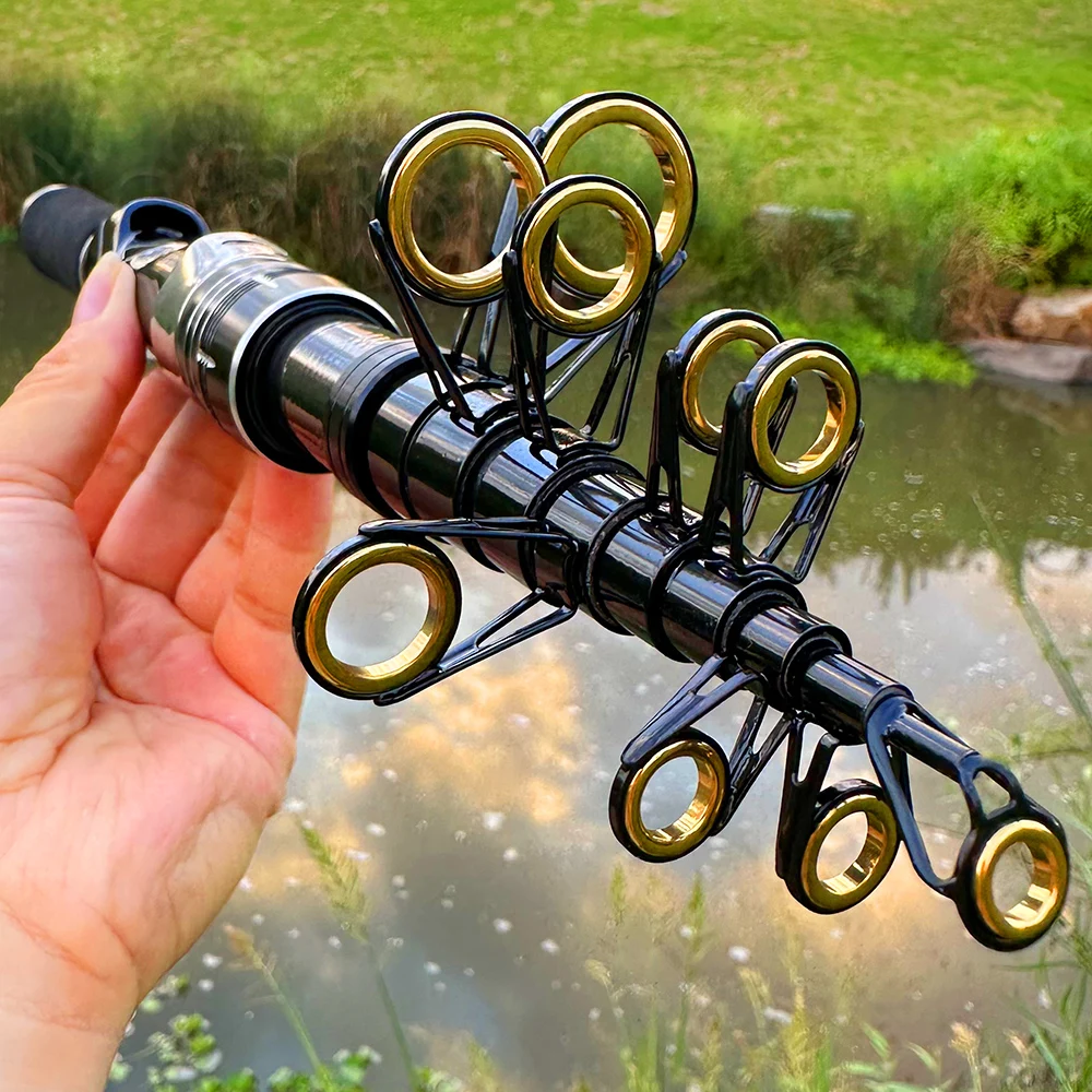 Mini caña de mar portátil de 33cm de longitud cerrada, caña giratoria de fibra de carbono, caña de pescar de viaje, caña de roca - imagen 5