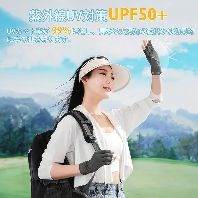 Guantes UV refrescantes para mujer UPF50+ Pantalla táctil sin dedos y antideslizantes para conducir/pesca -5 ° C Ice Silk Tech y Secado rápido 2 colores - imagen 2