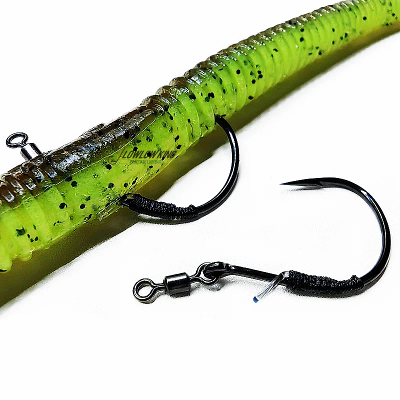 Hayabusa-Juego de pesca NEKO anticolgante FF203, anzuelo invertido loco para gusanos a rayas sin plomo - imagen 3