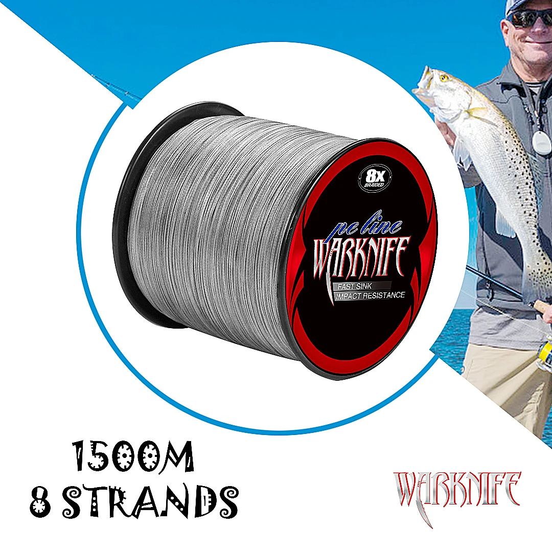 Warknife-sedal de pesca trenzado, multifilamento, 6 -300LB, Japón, Multicolor, 1500M, 8 hebras - imagen 2