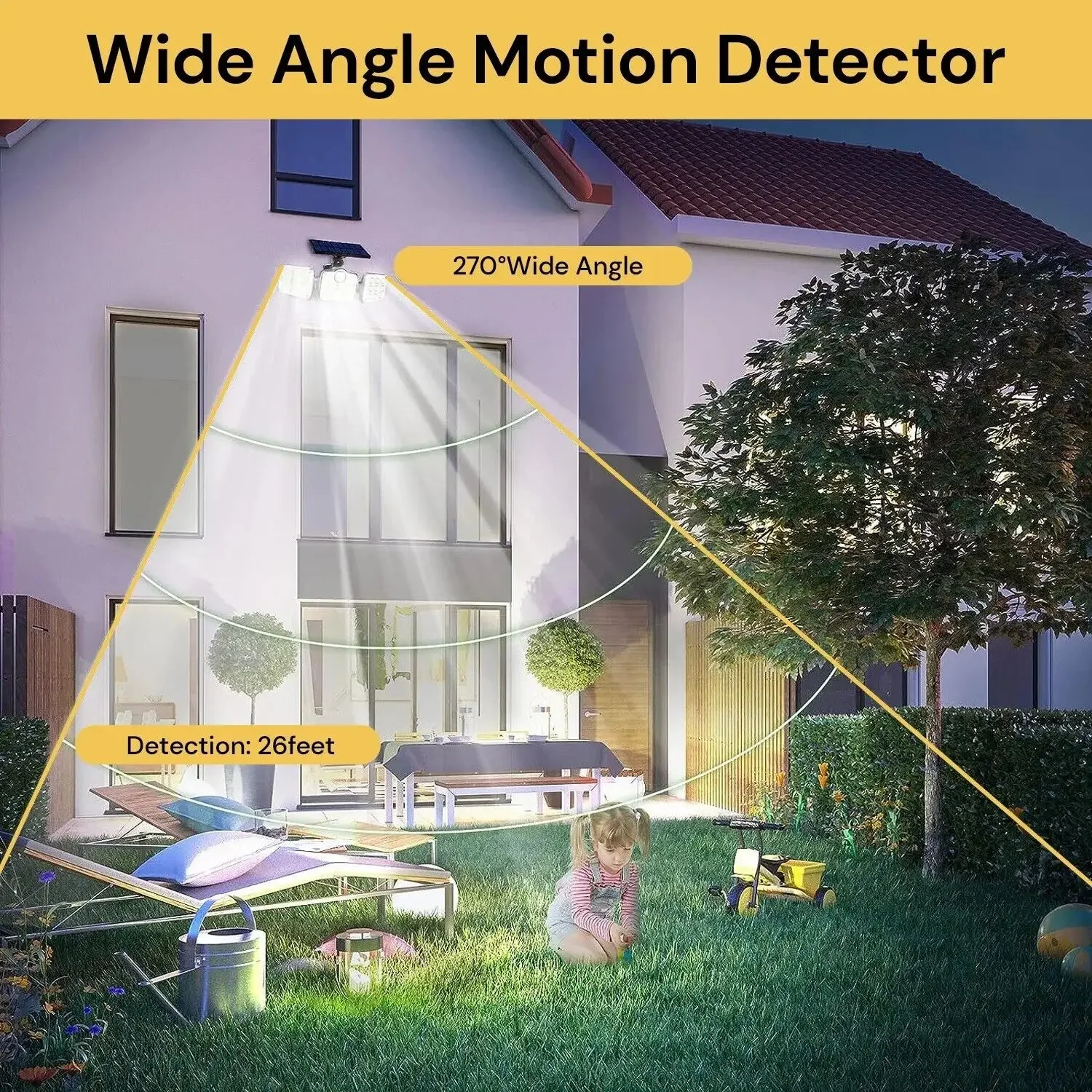Luces solares con Sensor de movimiento para exteriores, lámpara de pared con cabeza ajustable de inducción humana, impermeable IP65, 138LED, novedad - imagen 4