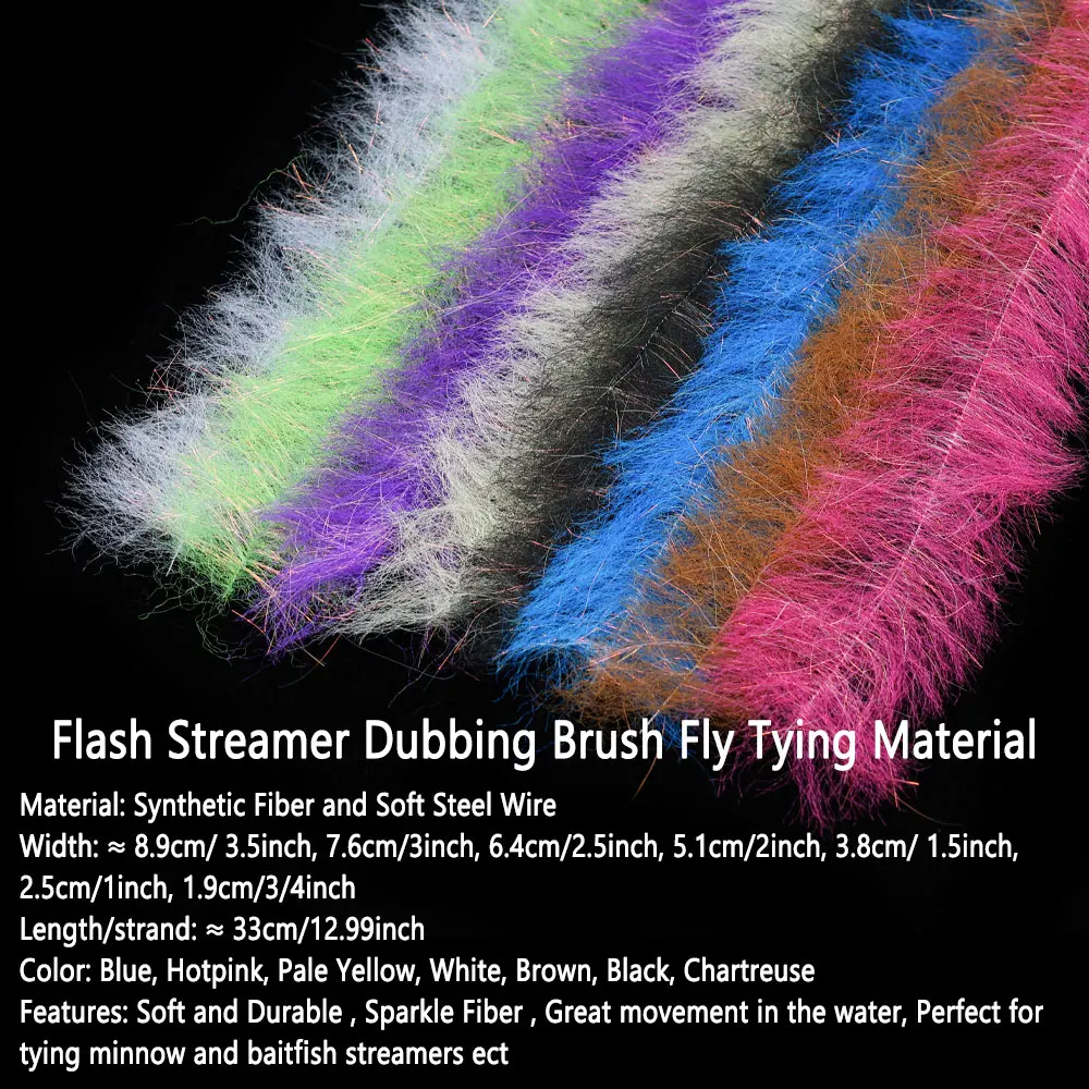 Bimoo, 2 uds., Streamer Flash, cepillo para doblar, Material de atado de moscas para Minnow Baitfish Streamer Pike Steelhead, Señuelos de pesca de agua salada - imagen 3