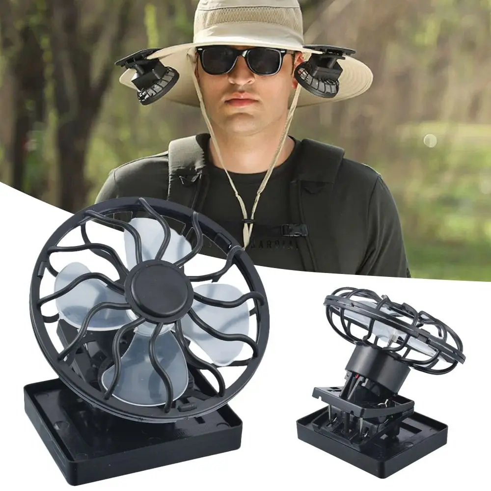 Ventilador Solar de Base cuadrada con Clip, ahorro de energía, plástico, negro, sombrero, viaje - imagen 2