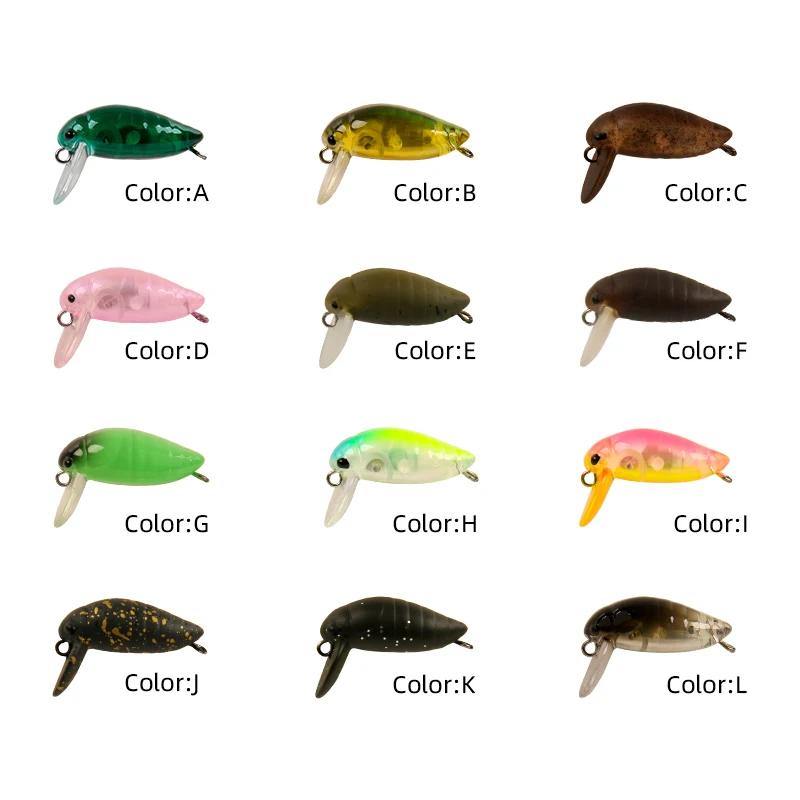 LETOYO 1,6g/24mm Mini señuelo de pececillo que se hunde cigarra insectos cebos duros con placa de lengua ancha señuelo de pesca de trucha Artificial - imagen 5