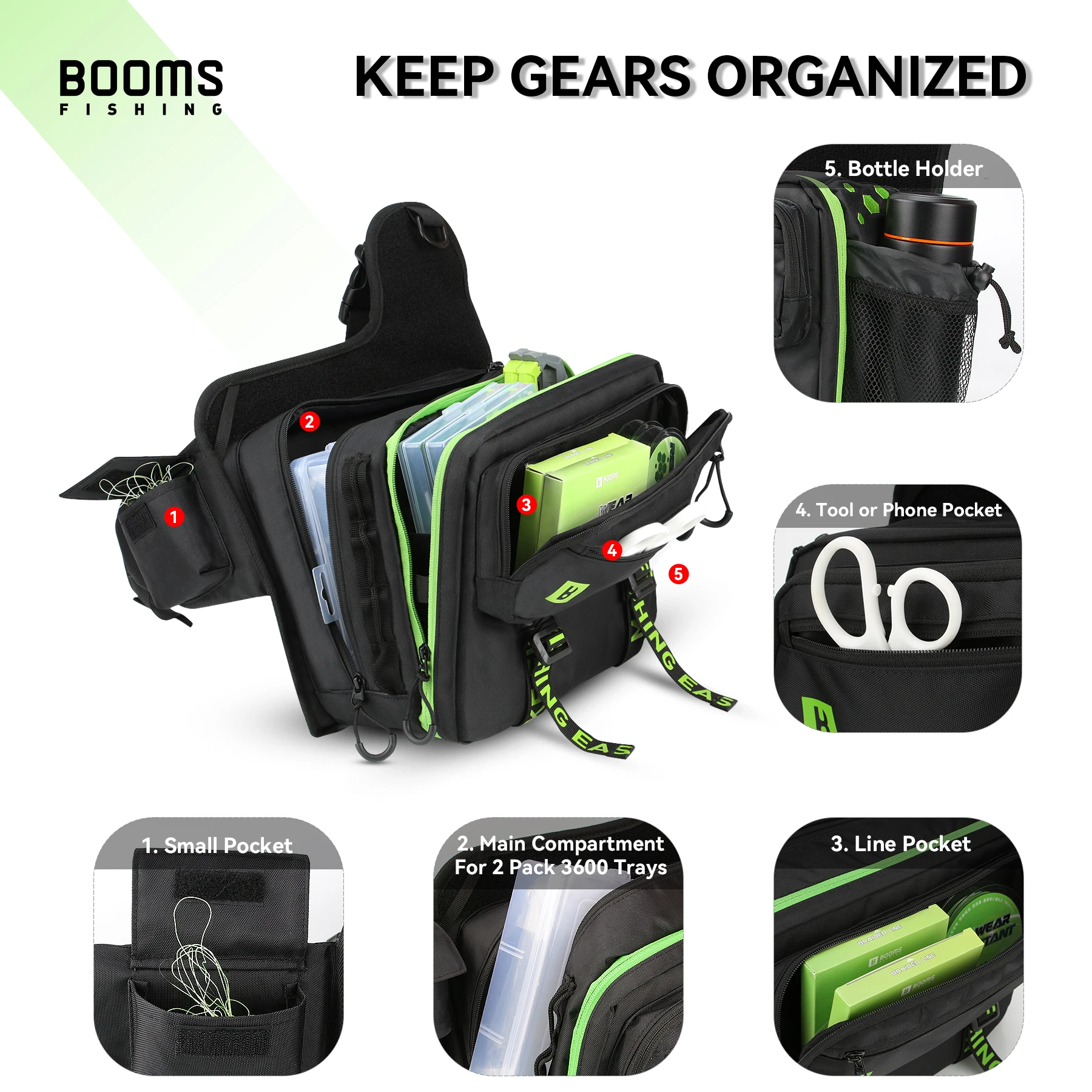 Booms Fishing IB1 bolsa de almacenamiento de equipo de pesca, bolsa de aparejos profesionales, pescadores para herramientas de pesca de mar y agua dulce, mochila grande - imagen 4