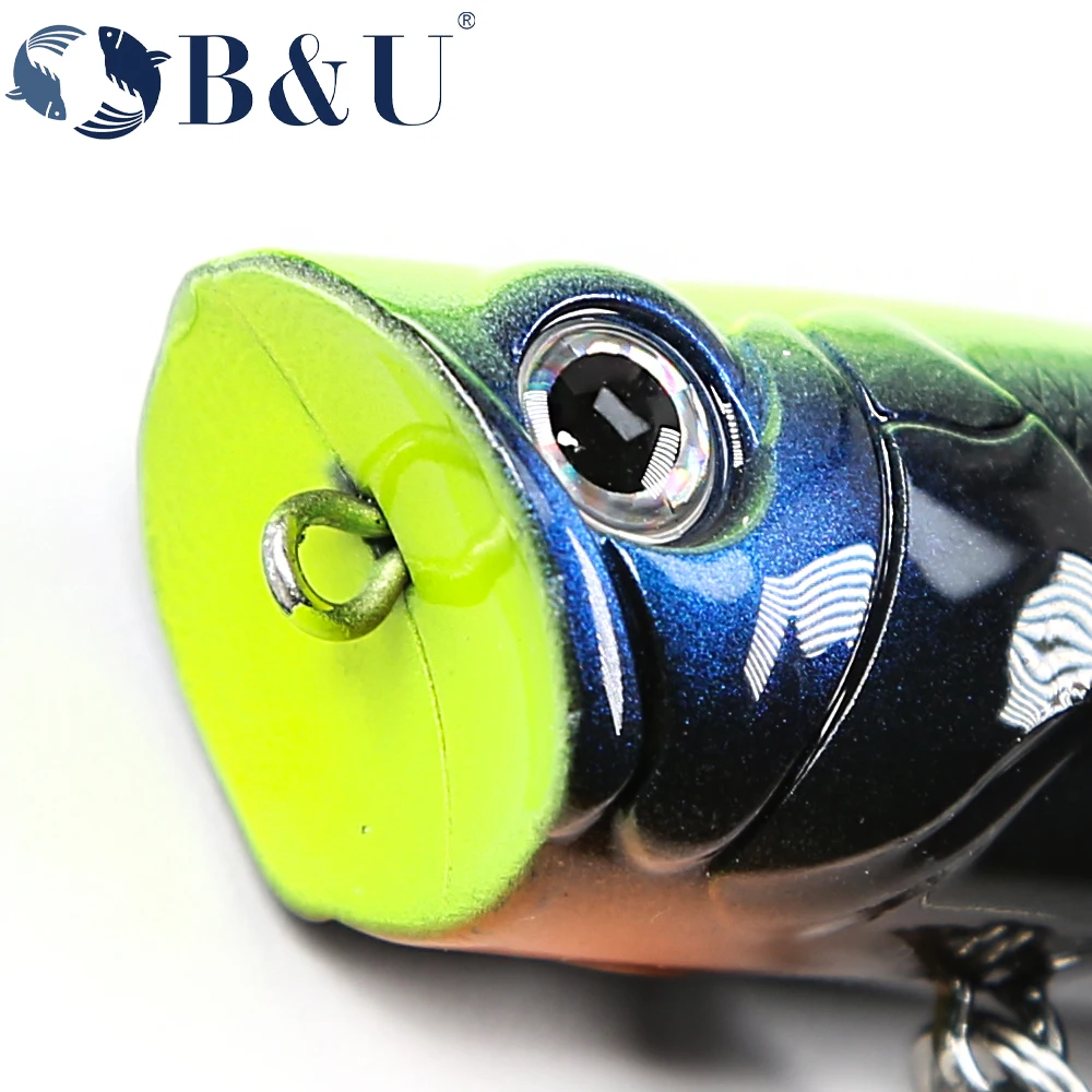B & U-señuelo Popper Topwater, 70mm, 13,7g, cebo de pesca duro, Wobblers artificiales, aparejos de pesca de plástico - imagen 4