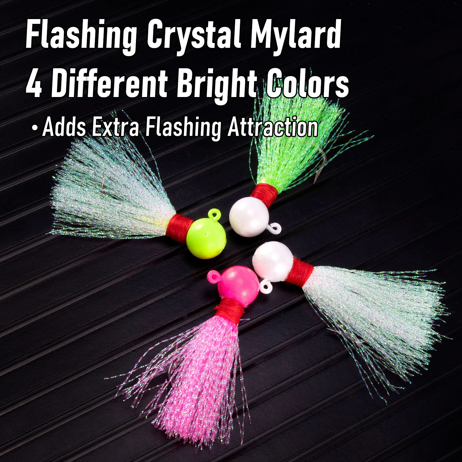 Plantilla de pelo con bola redonda, 10 Uds., 7g, 10g, 14g, cabezas de plantilla para pesca en agua salada, Flash de cristal, plantillas de Swimbait, plantillas de Pompano, Walleye - imagen 3