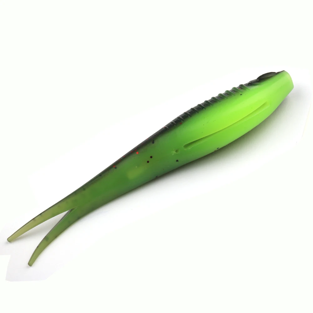 MUKUN-señuelo de pesca de Material TPR, cebo blando de 12CM y 11G, señuelo de cola bifurcada, Wobbers para bagre de lubina, 3 unidades por juego - imagen 5