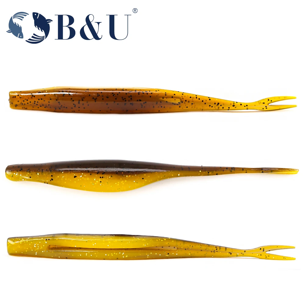 B & U Super Fluke Pesca flotante cebos blandos artificiales Leurre souple Bass Pike Pesca Pike Minnow Señuelos de Pesca envío gratis - imagen 5