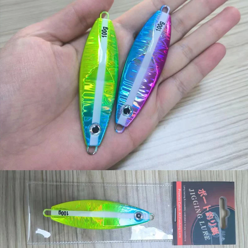 OBSESSION J124 80g/85mm 100g/90mm plantillas de Metal lento cebo brillo luminoso agua salada hundimiento pesca Jig señuelos paso lento Jigging señuelo - imagen 4