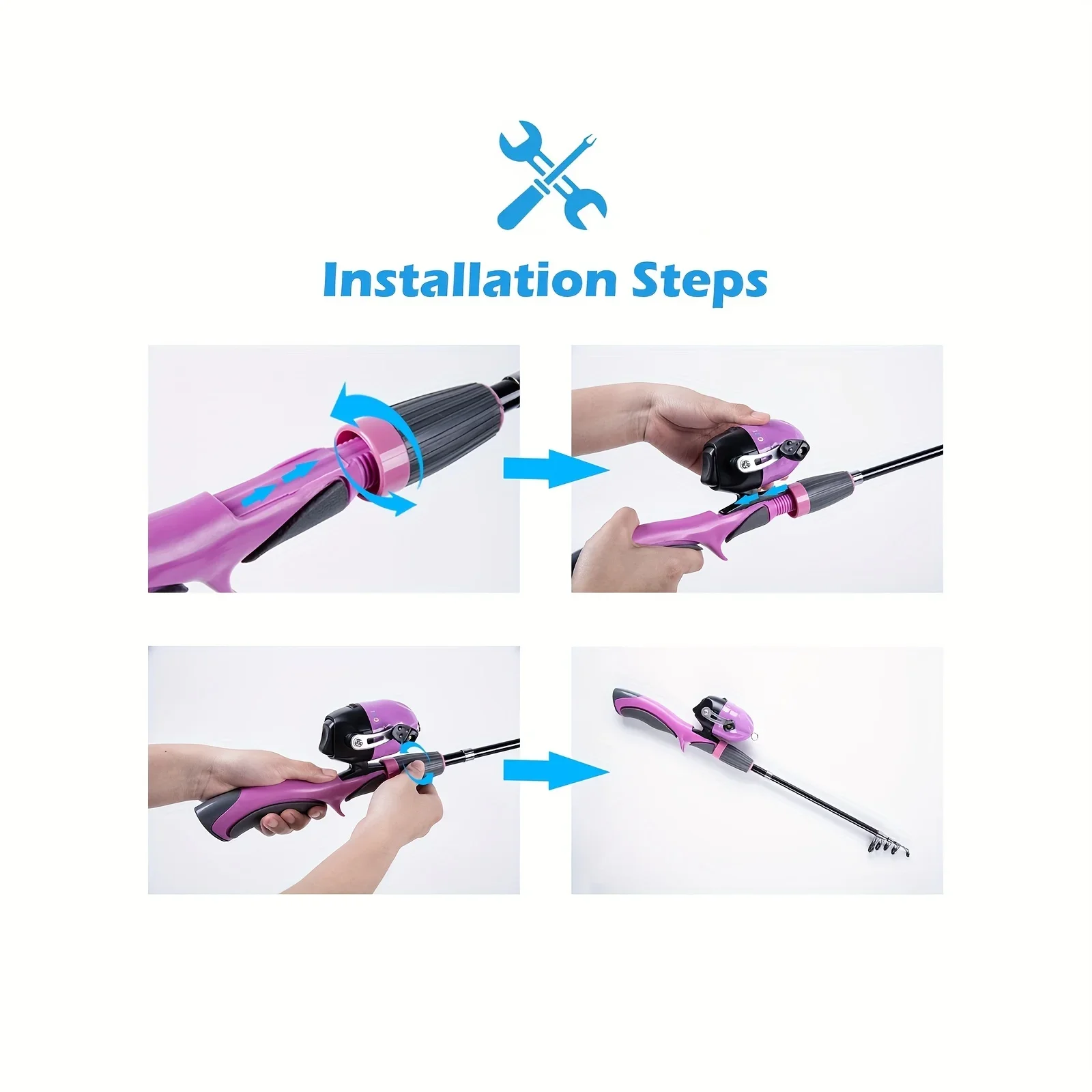 Goture-Juego de cañas de pescar para niños, cañas de pescar telescópicas con carrete giratorio, gancho de cebos con bolso - imagen 5