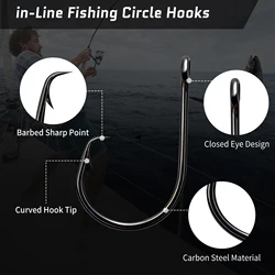 Anzuelos Circulares FishTrip 3X Fuerte – Acero al Carbono para Siluro
