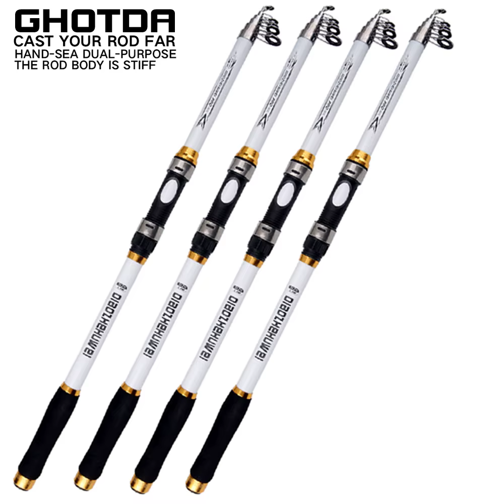 GHOTDA-caña de pescar telescópica de fibra de carbono, caña de pescar de Material FRP, calidad 2,1 m-3,6 m - imagen 3