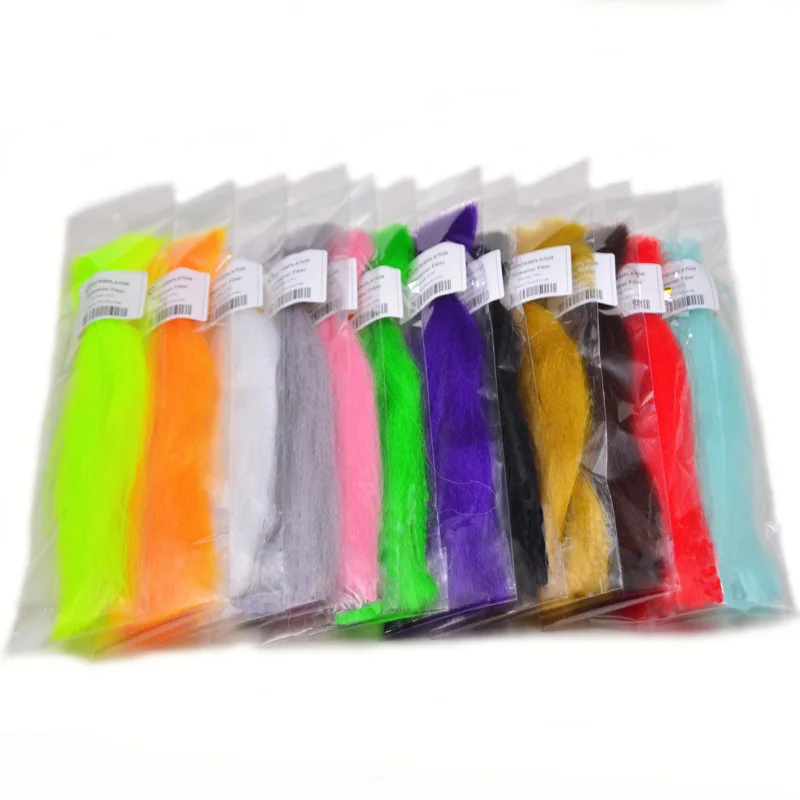 Señuelo de fibra sintética para pesca de trucha, 6 bolsas, 6 colores surtidos, pelo fino, suave, para pececillos, materiales para agua salada - imagen 3
