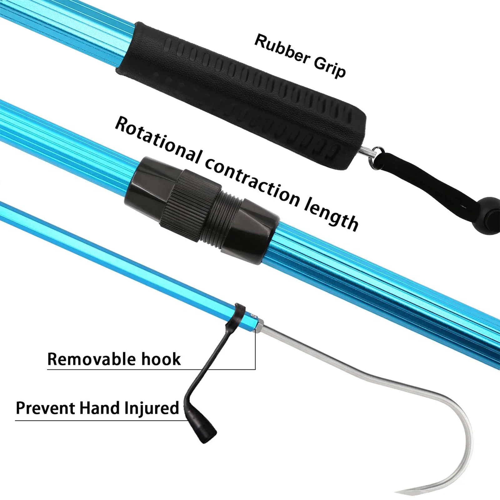 SANLIKE-anzuelo de mar de acero inoxidable, caña de pescar telescópica con mango EVA, caña de pescar de aluminio con ganchos de horquilla de cinco dedos - imagen 5
