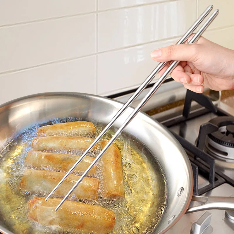Palillos Largos Reutilizables de Acero Inoxidable para Sushi - imagen 2