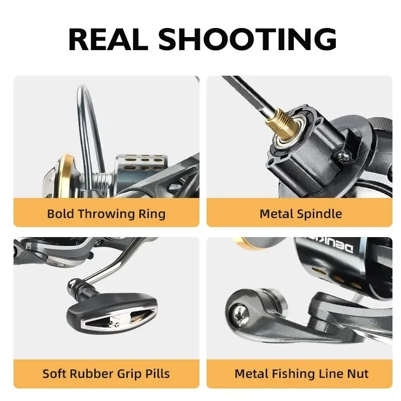 Carrete de pesca giratorio serie 2000-7000, rueda giratoria ultraligera de arrastre máximo de 15KG para Surfcasting para lubina, Lucio, agua salada y dulce - imagen 5