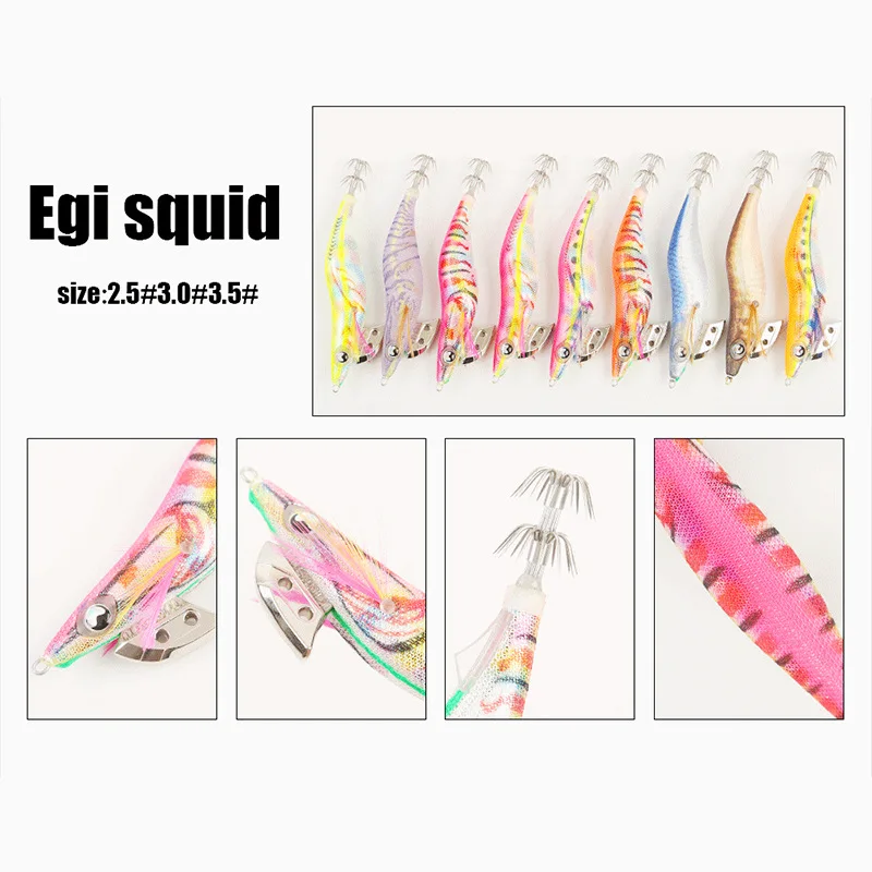 Cebo de calamar luminoso de camarón de madera con cabeza de plomo, anzuelo de Pesca de Mar de hundimiento lento, 2,5, 3,0, 3,5, nuevo - imagen 2